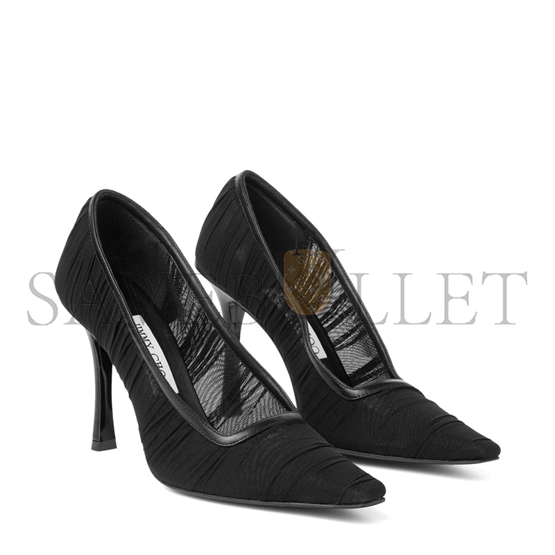 JIMMY CHOO LOTTA 100 BLACK TULLE AND NAPPA PUMPS LOTTA100IVW0 JIMMY CHOO LOTTA 100 BLACK TULLE AND NAPPA PUMPS LOTTA100IVW0